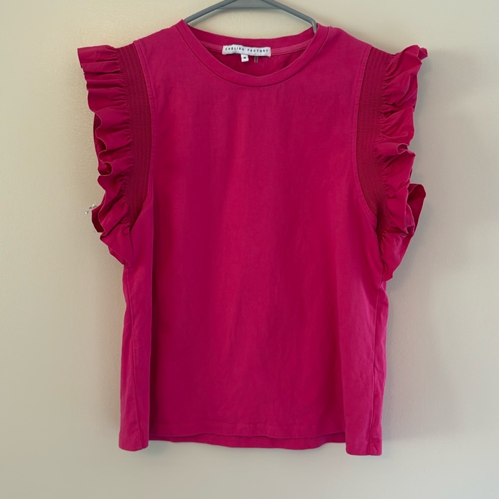 English Factory Mixed Media Ruffle Sleeve size Medium